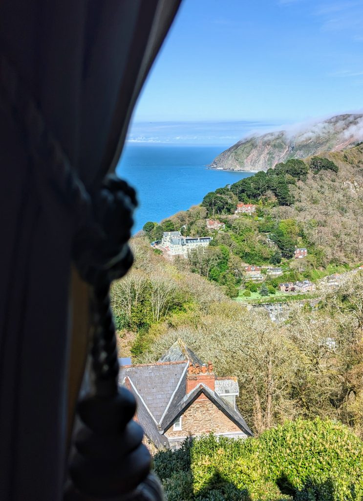 Sea views from our window at Highcliffe House in Lynton, Devon